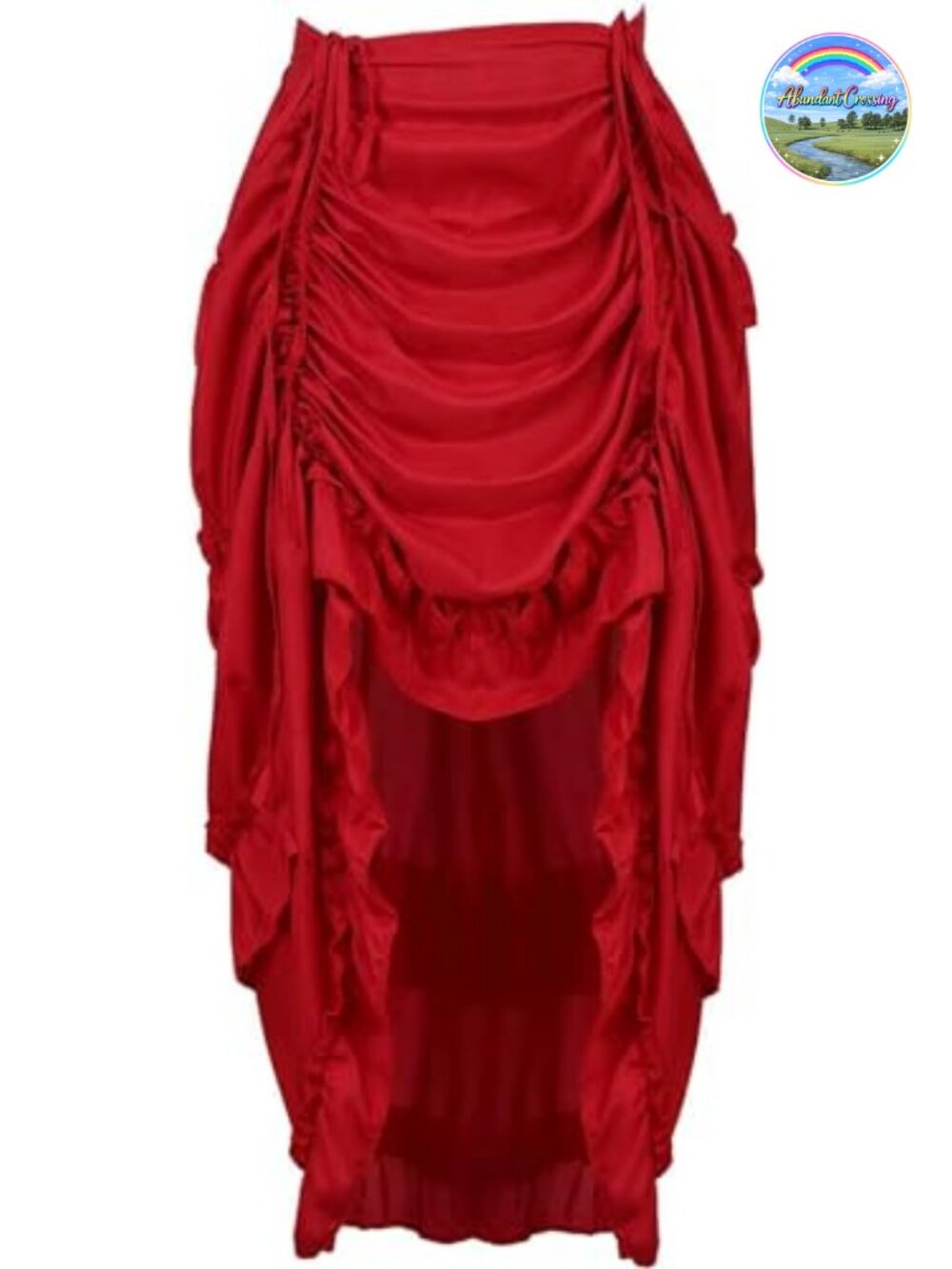 High Low Steampunk Maxi Skirt Adjustable Waist Lace Trim Cosplay